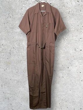 Vintage Lightweight Brown Mechanics Coveralls